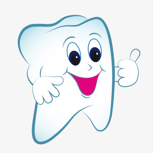 Cartoon tooth vector with thumb